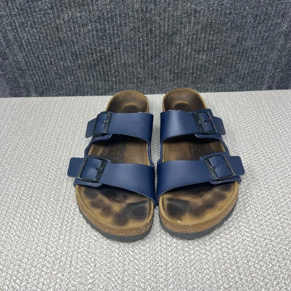 Birkenstock Arizona Navy Blue Leather Sandals Slide Mens Size 9 US / 42 EU - Picture 2 of 7